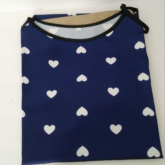 Navy Blue White Hearts Night Gown XL Size 12 in USA - Picture 3 of 16